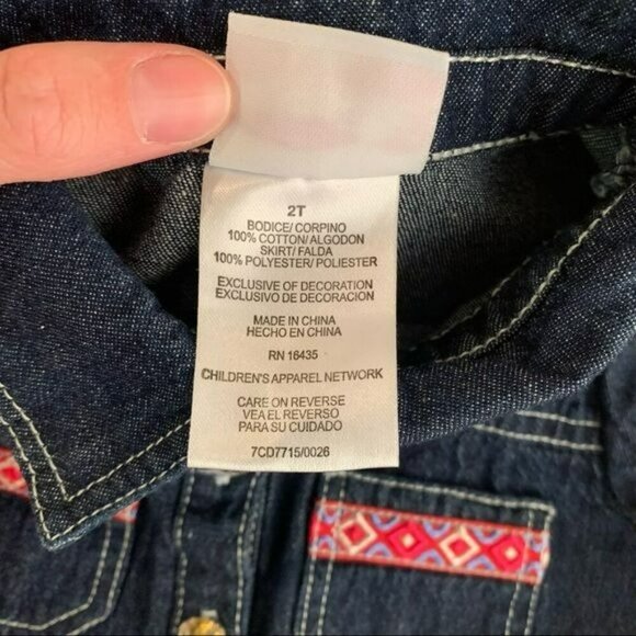 Nannette Kids Girls Size 2T Denim And Tulle Dress With Embroidered Roses - Picture 7 of 8